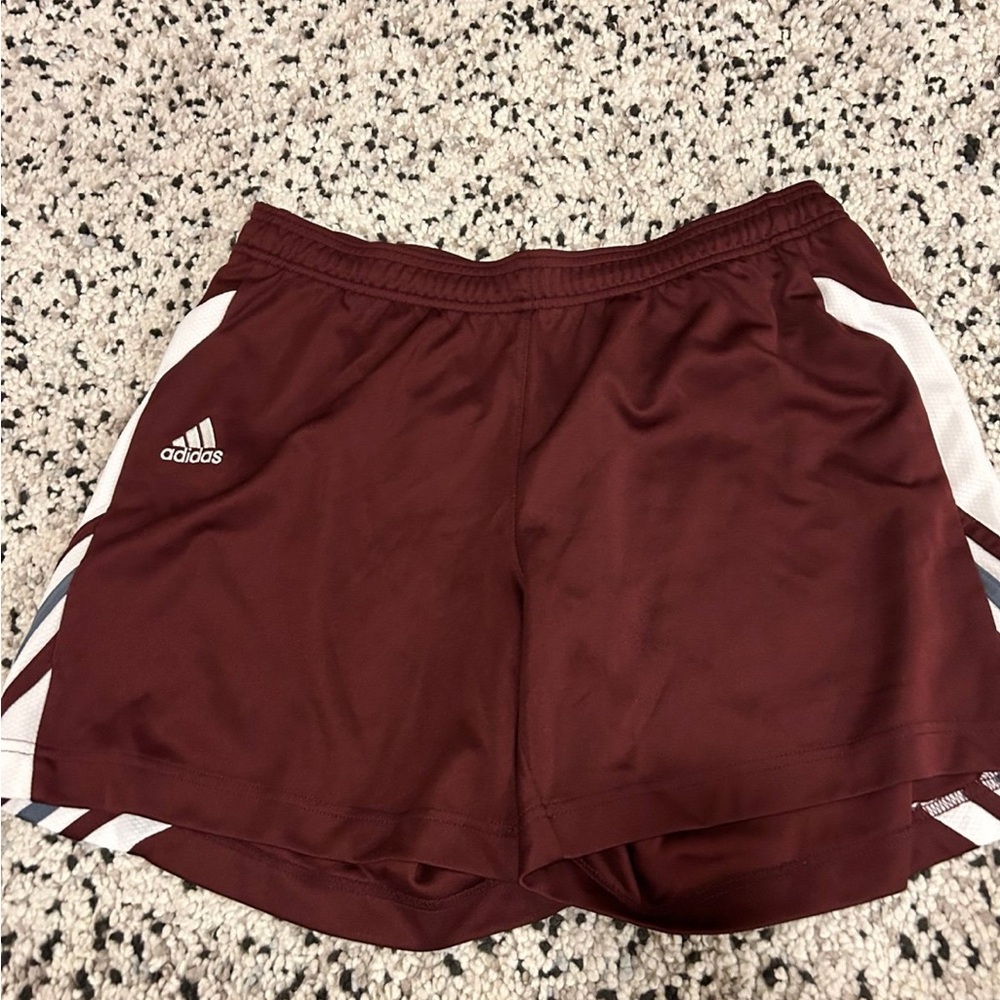 Maroon adidas shorts